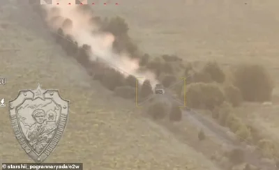 The vehicle is seen making a beeline for the border in this drone footage