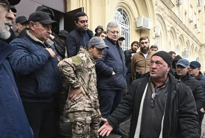 Opposition Supporters Outside of Parliament in Abkhazia 