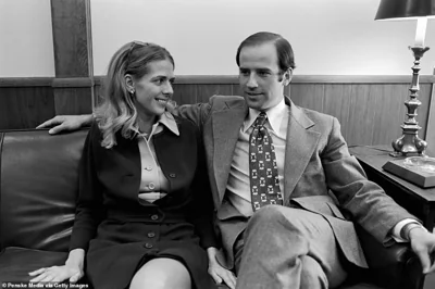 Biden, 29 years old and an elected Senator, sits with his first wife Neilia. She along with their one-year-old daughter Naomi would die in a tragic car crash on December 18, 1972
