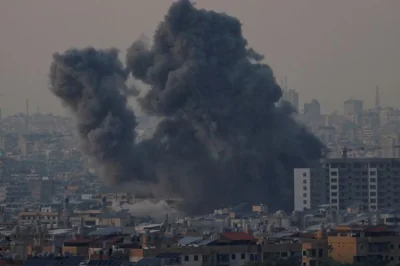 Smoke billows over Beirut's southern suburbs,