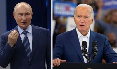 Split of Vladimir Putin and Joe Biden
