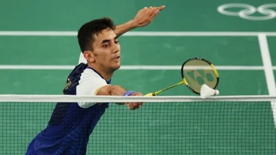 Lakshya Sen of India in action during the match against Chou Tien-chen of Chinese Taipei(REUTERS)