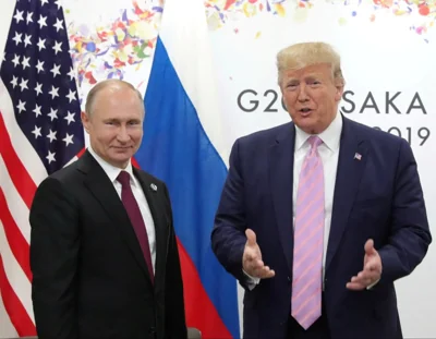 Donald Trump with Vladimir Putin back in Trump's first term in office