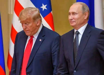 WHO’S THE BOSS? Then-United States president Donald Trump (left) and Russia’s President Vladimir Putin arrive to hold a joint press conference after their meeting at the Presidential Palace in Finland’s capital Helsinki on July 16, 2018. AFP FILE PHOTO